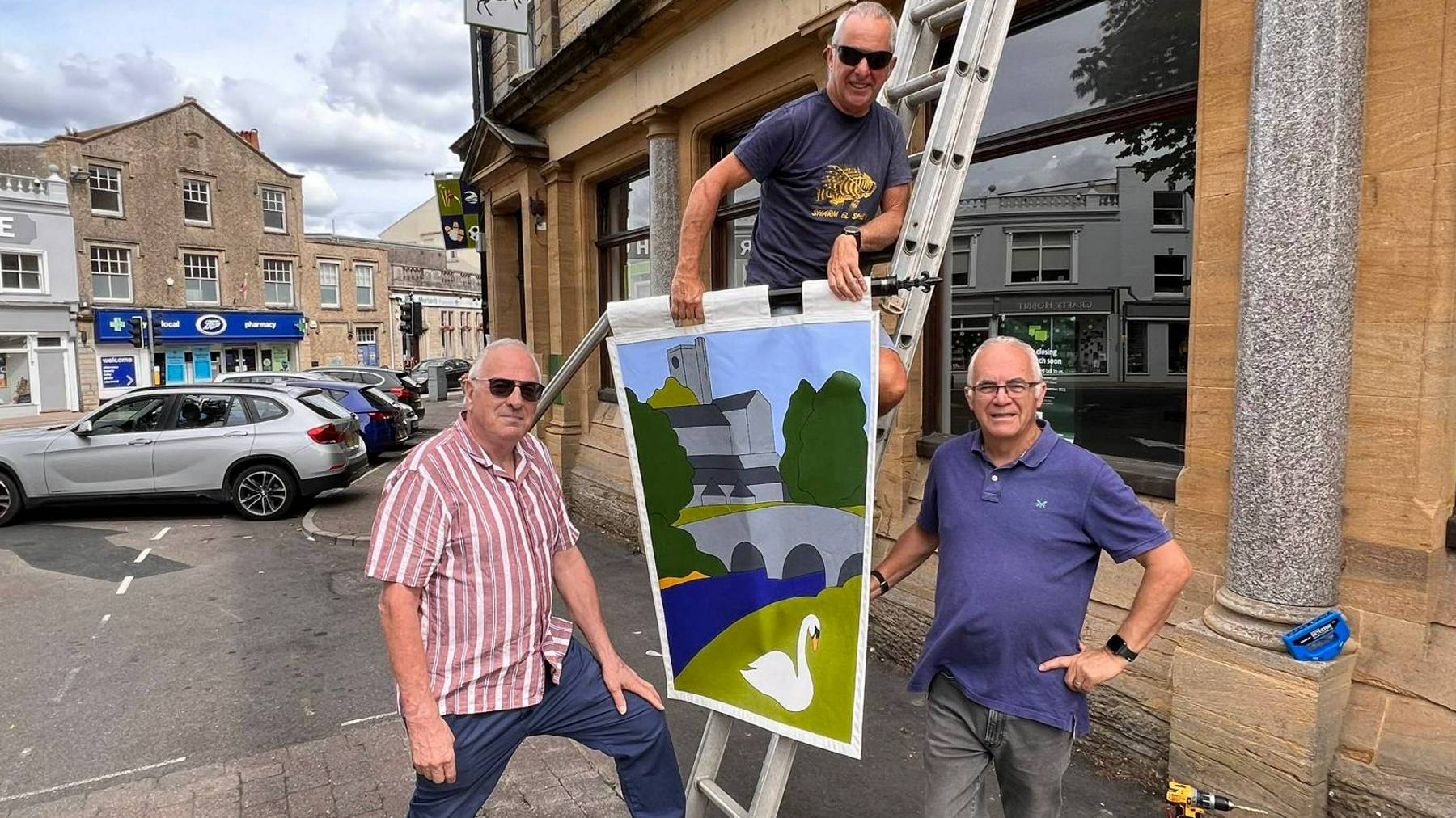 Axminster town centre with project title